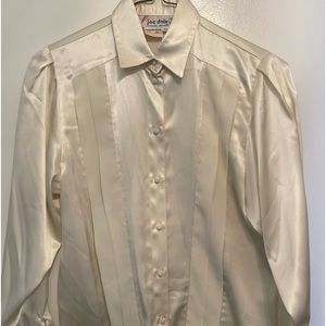 Vintage satin button up shirt 1980s -1990s cream colored
